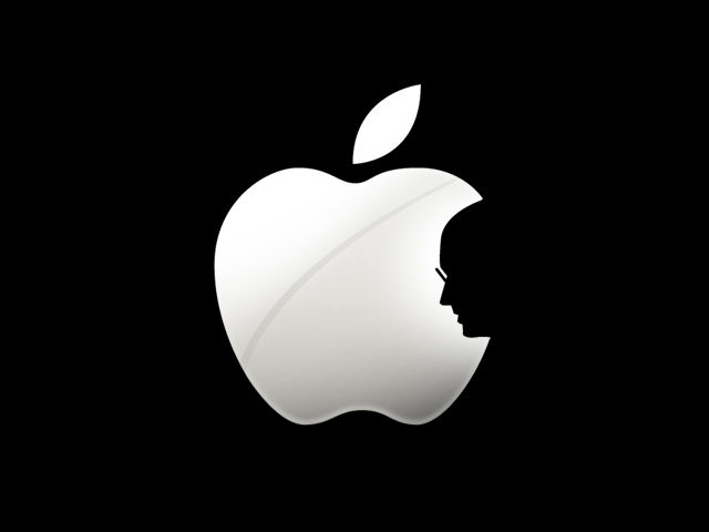 Apple Logo With Steve Jobs' Sillhouette