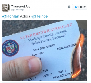 Vietnam redux. The burning of registration cards.
